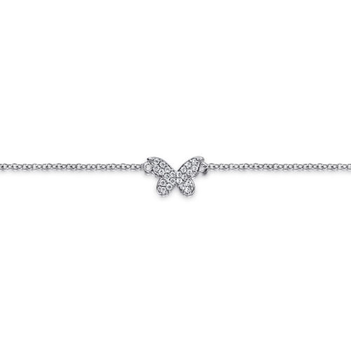 925 Sterling Silver and White Sapphire Butterfly Anklet