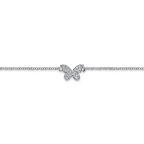 925 Sterling Silver and White Sapphire Butterfly Anklet angle 2