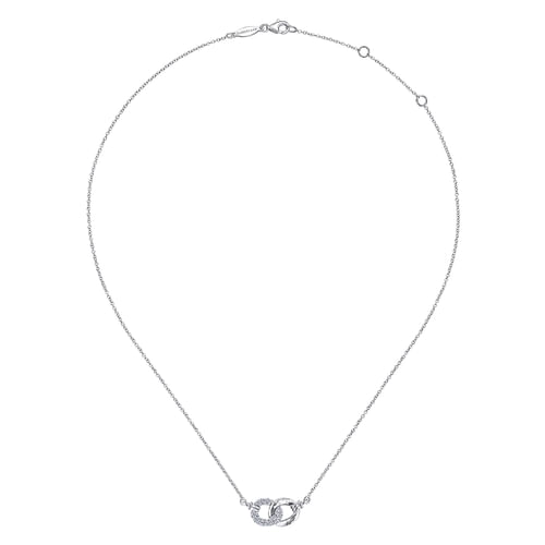925 Sterling Silver and White Sapphire Interlocking Links Necklace