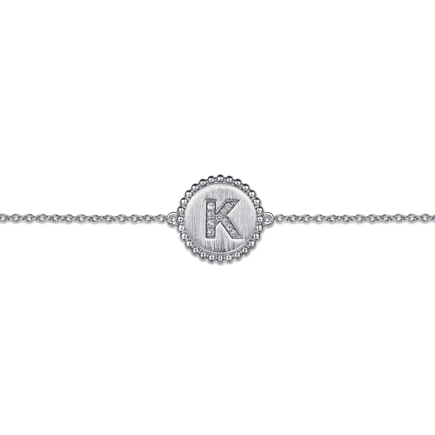 925 Sterling Sliver Diamond Bujukan Initial K Bracelet