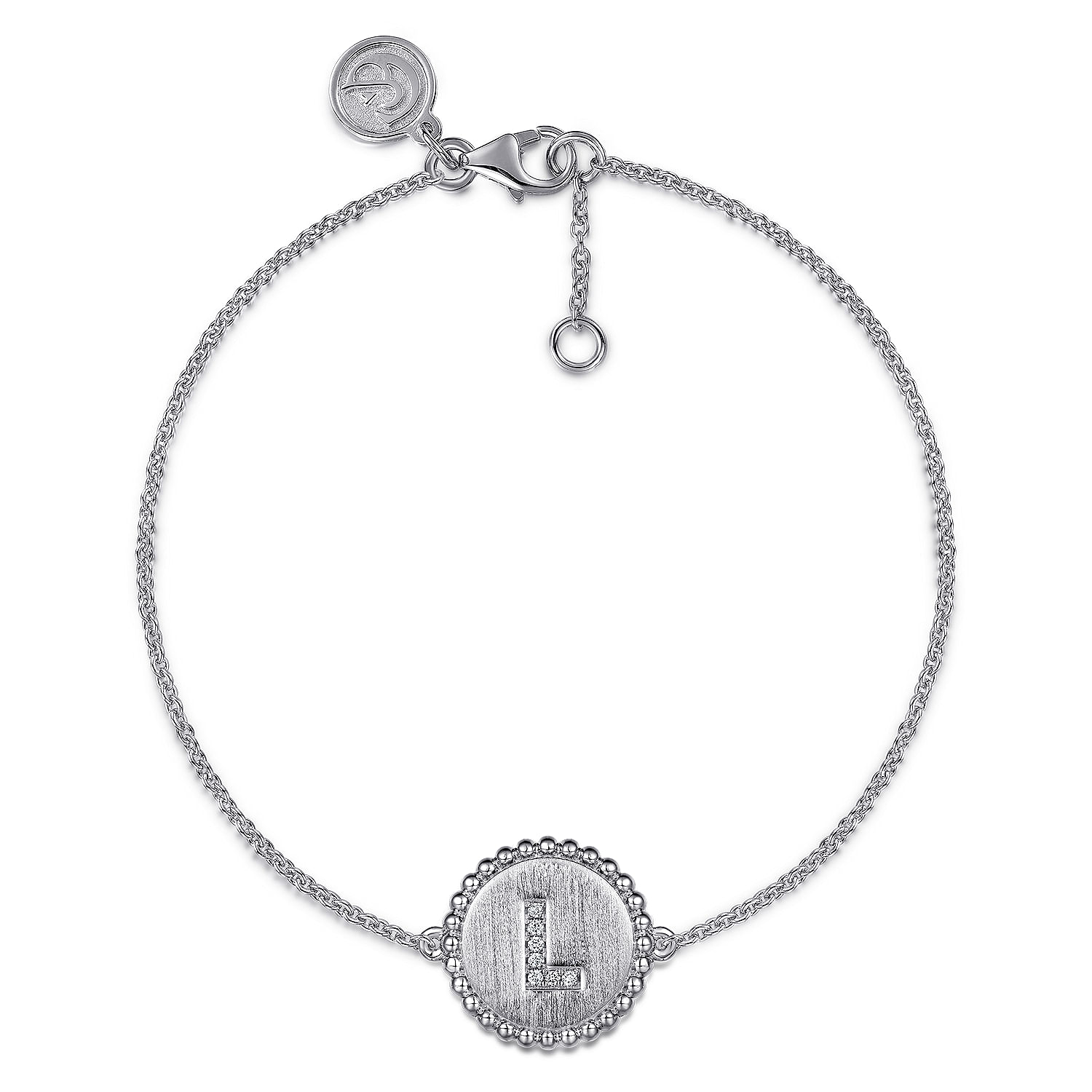 925 Sterling Sliver Diamond Bujukan Initial L Bracelet