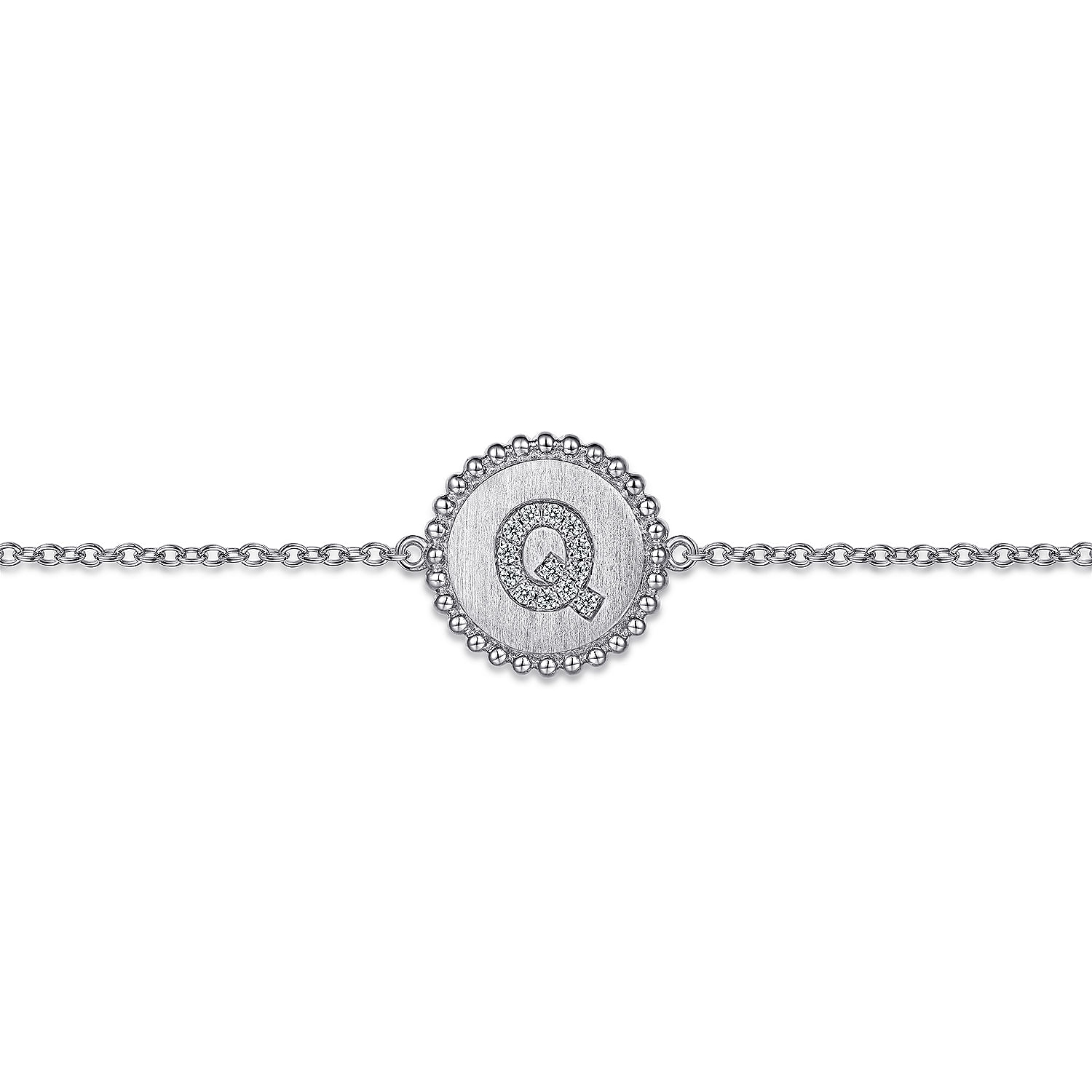 925 Sterling Sliver Diamond Bujukan Initial Q Bracelet