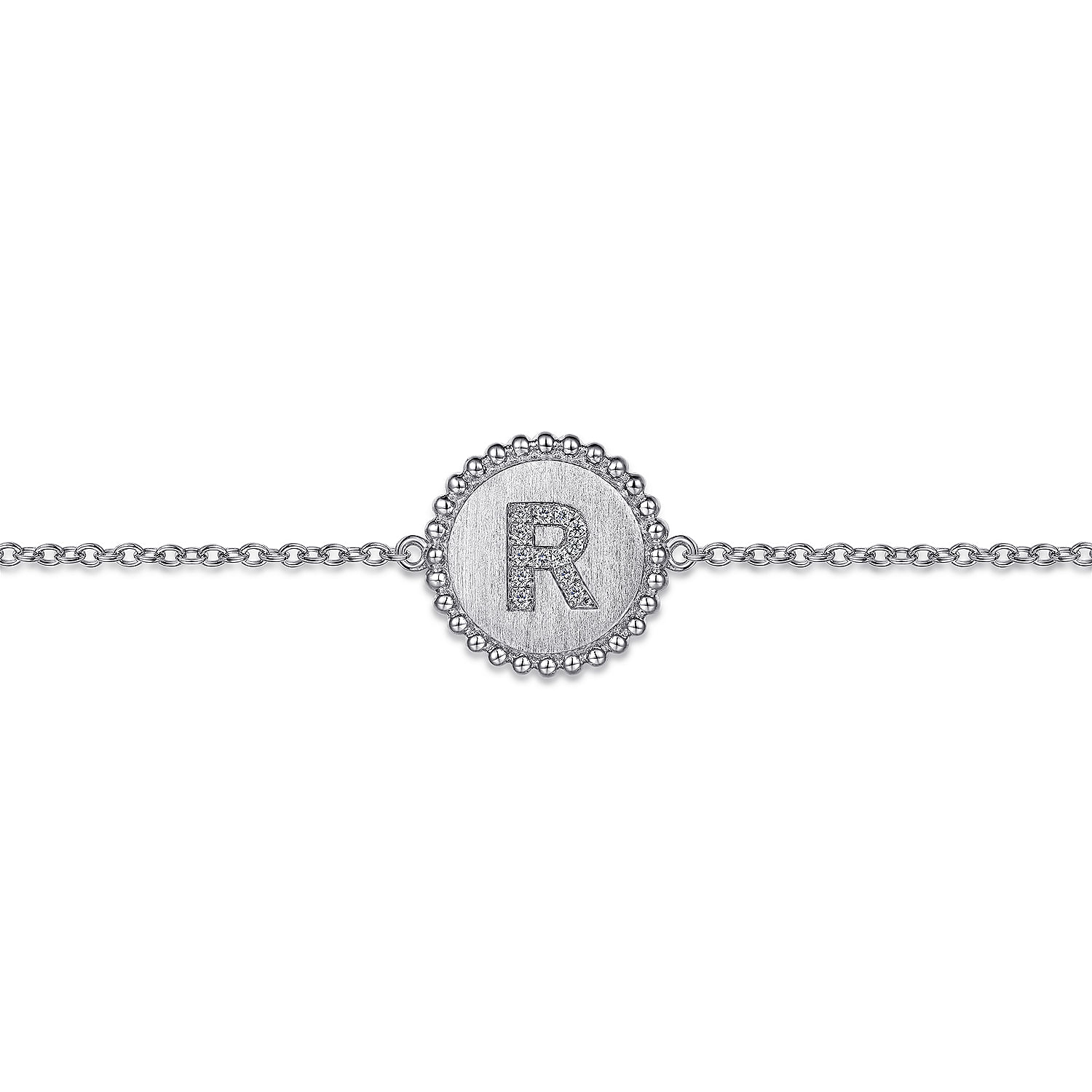 925 Sterling Sliver Diamond Bujukan Initial R Bracelet