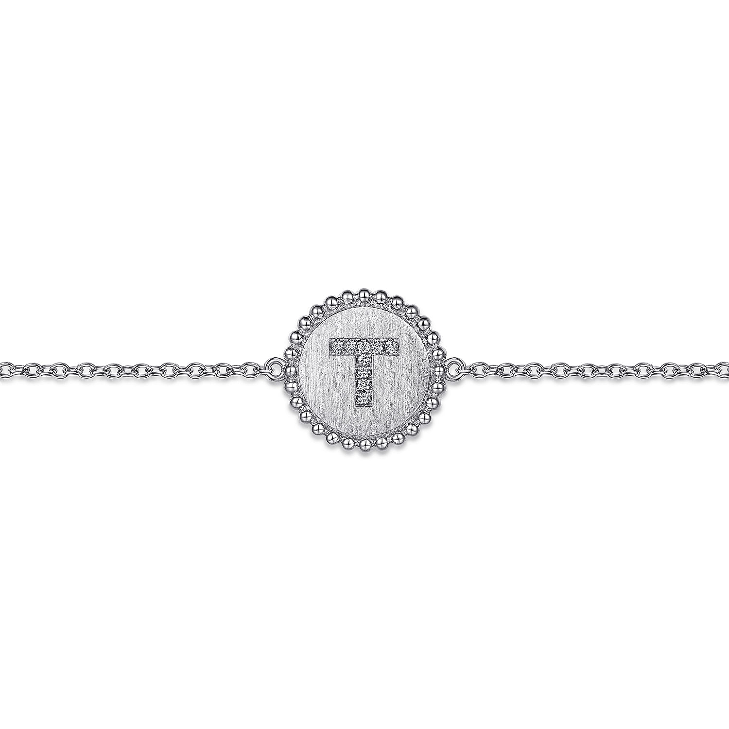 925 Sterling Sliver Diamond Bujukan Initial T Bracelet