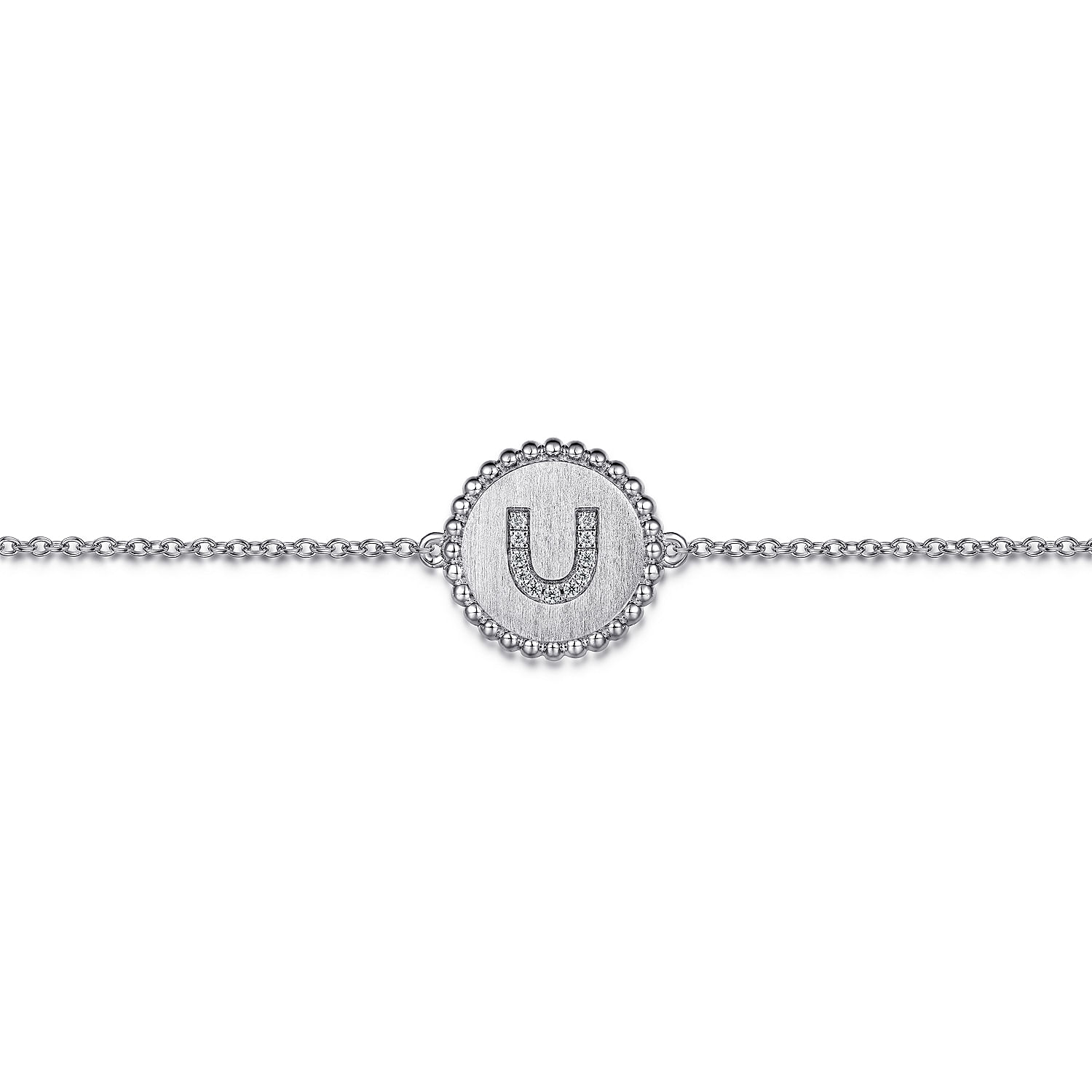 925 Sterling Sliver Diamond Bujukan Initial U Bracelet