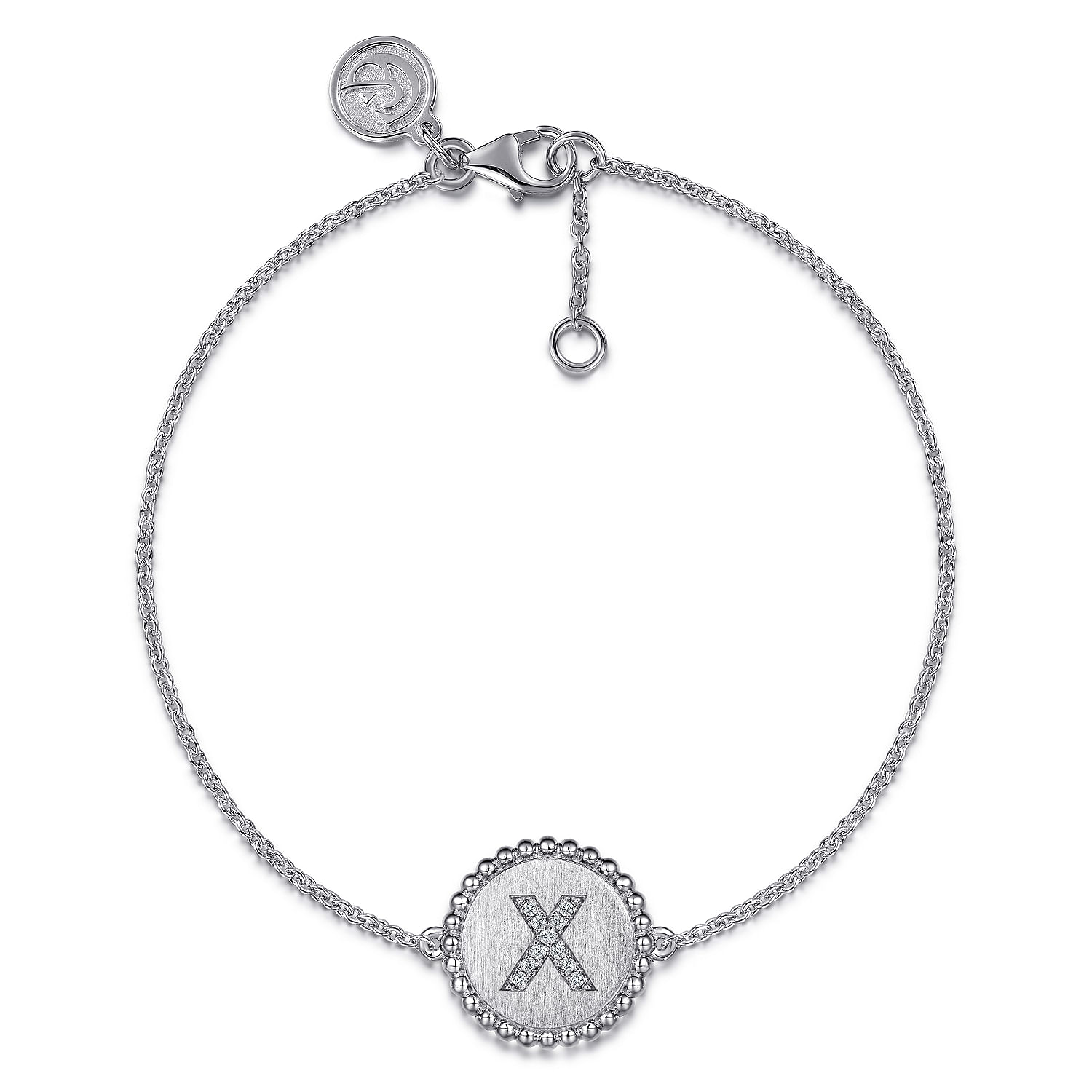 925 Sterling Sliver Diamond Bujukan Initial X Bracelet