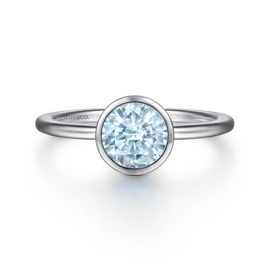 Gabriel - 926 Sterling Silver Bezel Set Aquamarine Solitaire Promise Ring Gabriel - 926 Sterling Silver Bezel Set Aquamarine Solitaire Promise Ring