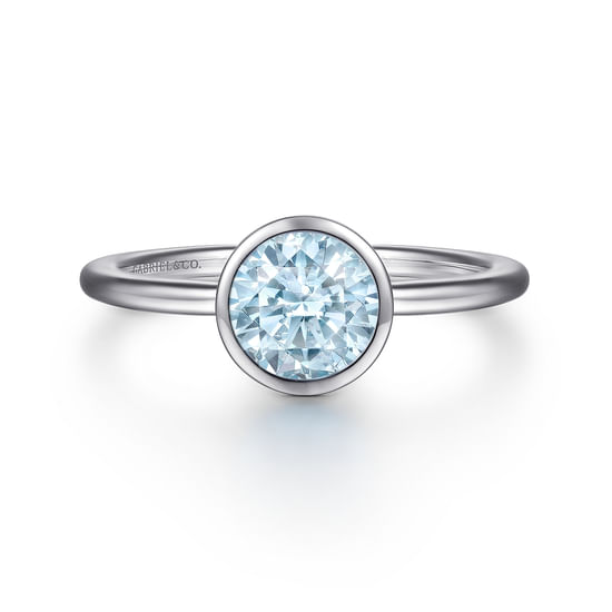 Gabriel - 926 Sterling Silver Bezel Set Aquamarine Solitaire Ring