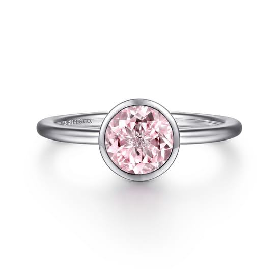 Gabriel - 926 Sterling Silver Bezel Set Pink Cubic Zirconia Solitaire Promise Ring Gabriel - 926 Sterling Silver Bezel Set Pink Cubic Zirconia Solitaire Promise Ring