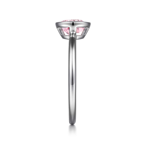 926 Sterling Silver Bezel Set Pink Cubic Zirconia Solitaire Promise Ring
