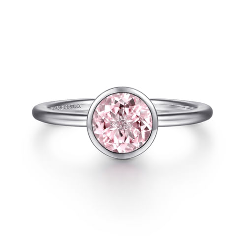 926 Sterling Silver Bezel Set Pink Zircon Solitaire Ring