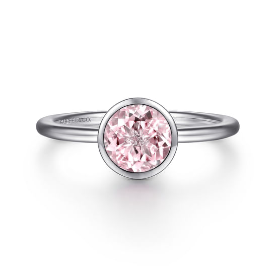 Gabriel - 926 Sterling Silver Bezel Set Pink Zircon Solitaire Ring