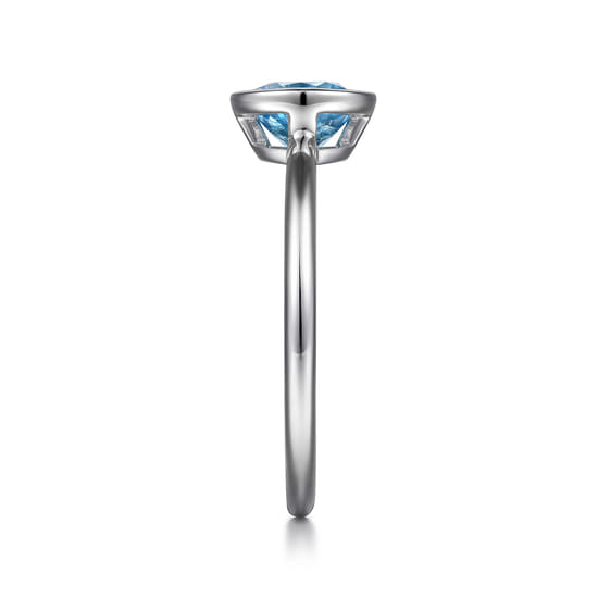 927 Sterling Silver Bezel Set Blue Topaz Solitaire Promise Ring angle 4
