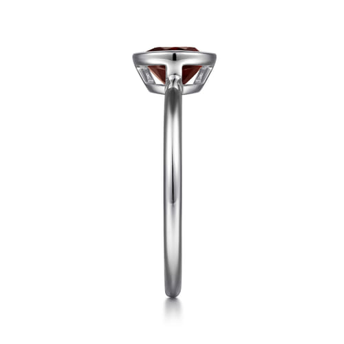 929 Sterling Silver Bezel Set Garnet Solitaire Promise Ring