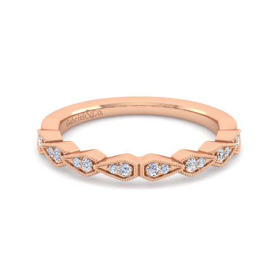 Gabriel - Art Deco 14K Rose Gold Diamond Matching Wedding Band