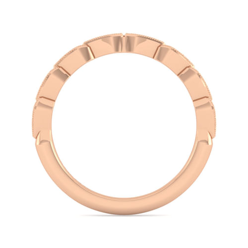 Art Deco 14K Rose Gold Diamond Matching Wedding Band