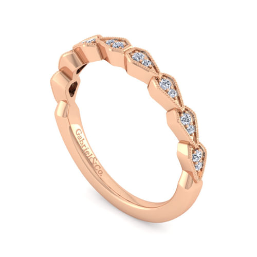 Art Deco 14K Rose Gold Diamond Matching Wedding Band