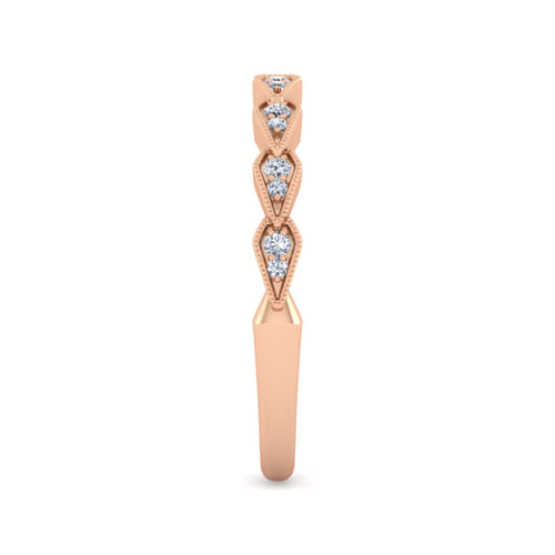 Art Deco 14K Rose Gold Diamond Matching Wedding Band
