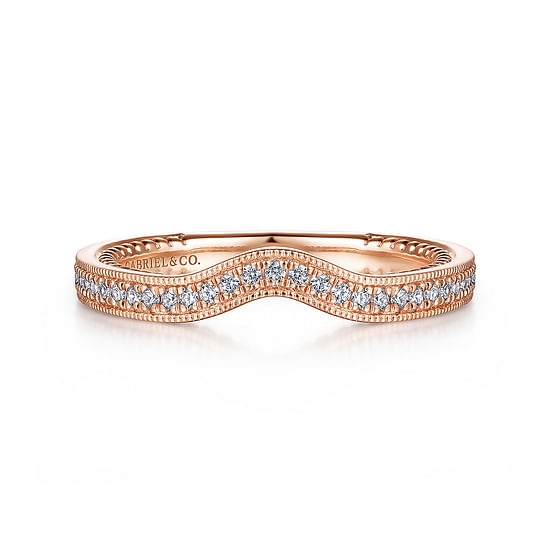 Gabriel - Art Deco 14K Rose Gold Diamond Matching Wedding Band