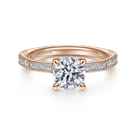 Gabriel - Art Deco 14K Rose Gold Round Diamond Engagement Ring