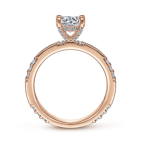 Art Deco 14K Rose Gold Round Diamond Engagement Ring