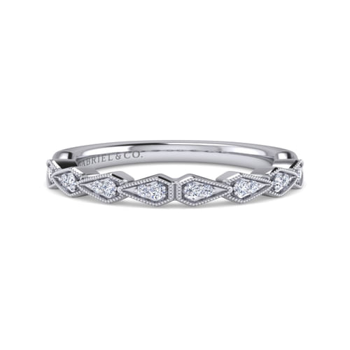 Art Deco 14K White Gold Diamond Matching Wedding Band