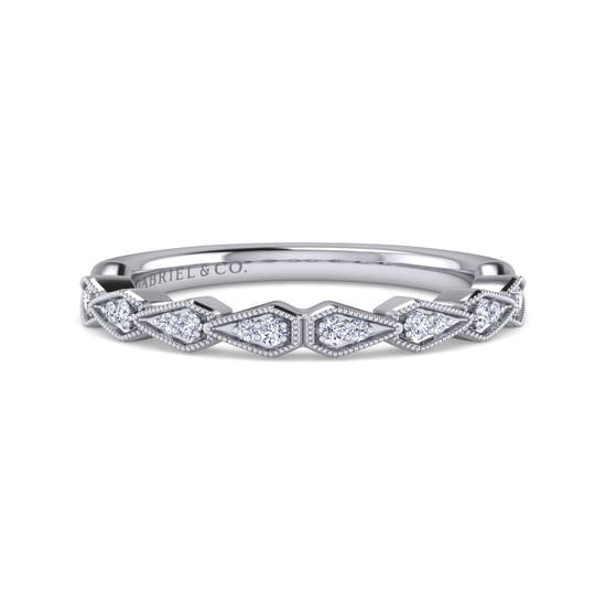 Gabriel - Art Deco 14K White Gold Diamond Matching Wedding Band