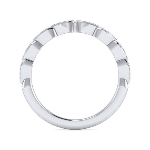 Art Deco 14K White Gold Diamond Matching Wedding Band