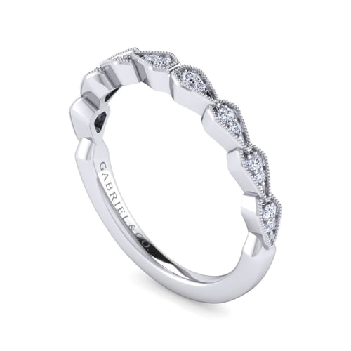 Art Deco 14K White Gold Diamond Matching Wedding Band