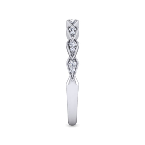 Art Deco 14K White Gold Diamond Matching Wedding Band
