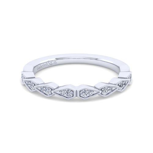 Art Deco 14K White Gold Diamond Matching Wedding Band