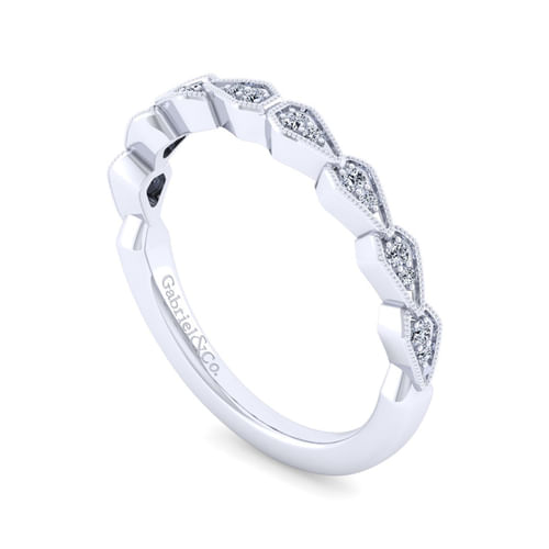 Art Deco 14K White Gold Diamond Matching Wedding Band
