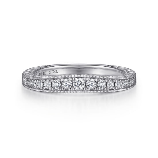 Gabriel - Art Deco 14K White Gold Diamond Matching Wedding Band