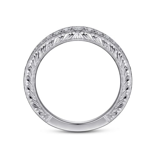 Art Deco 14K White Gold Diamond Matching Wedding Band