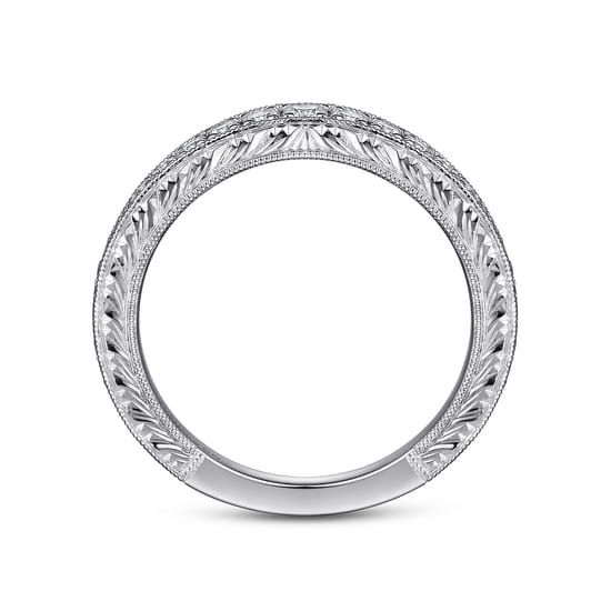 Art Deco 14K White Gold Diamond Matching Wedding Band angle 2
