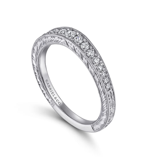 Art Deco 14K White Gold Diamond Matching Wedding Band