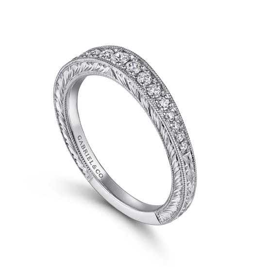 Art Deco 14K White Gold Diamond Matching Wedding Band angle 3