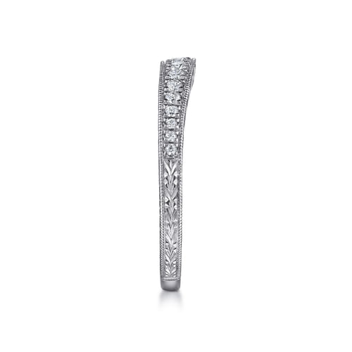 Art Deco 14K White Gold Diamond Matching Wedding Band