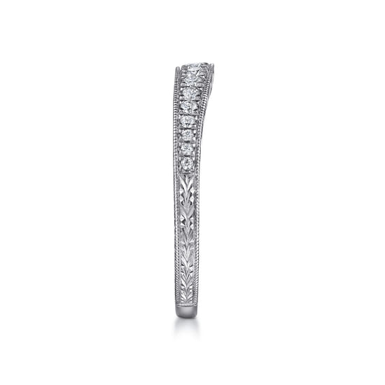 Art Deco 14K White Gold Diamond Matching Wedding Band angle 5