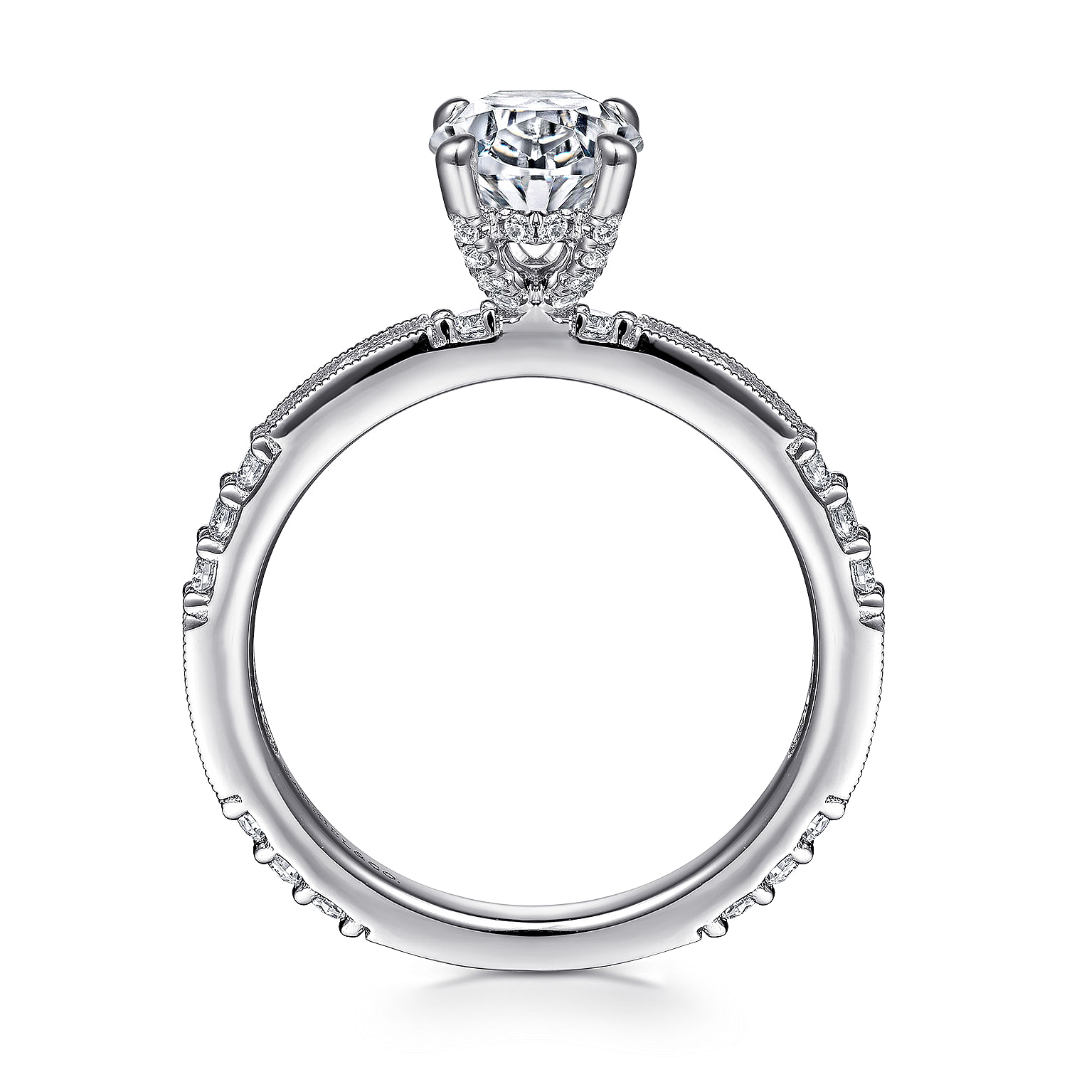 Art Deco 14K White Gold Oval Diamond Engagement Ring