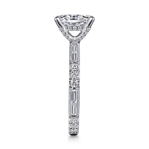 Art Deco 14K White Gold Oval Diamond Engagement Ring