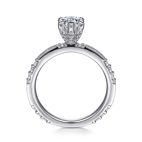 Art Deco 14K White Gold Pear Shape Diamond Engagement Ring