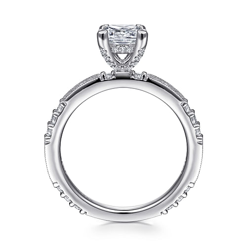 Art Deco 14K White Gold Princess Cut Diamond Engagement Ring