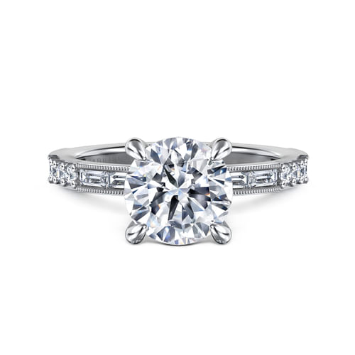 Art Deco 14K White Gold Round Diamond Channel Set Engagement Ring