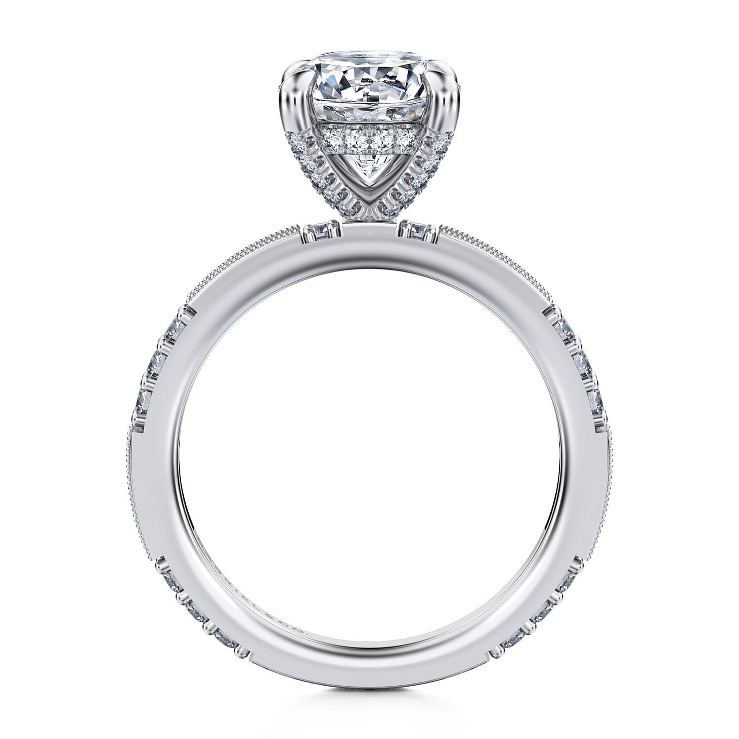 Art Deco 14K White Gold Round Diamond Channel Set Engagement Ring