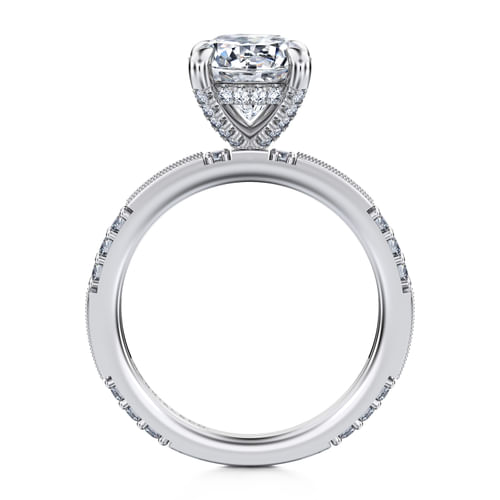 Art Deco 14K White Gold Round Diamond Channel Set Engagement Ring
