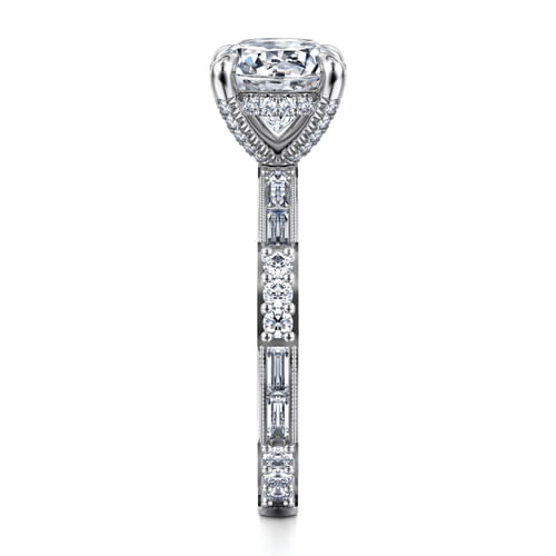 Art Deco 14K White Gold Round Diamond Channel Set Engagement Ring