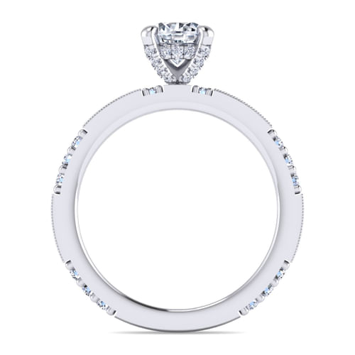Art Deco 14K White Gold Round Diamond Engagement Ring