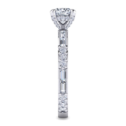 Art Deco 14K White Gold Round Diamond Engagement Ring