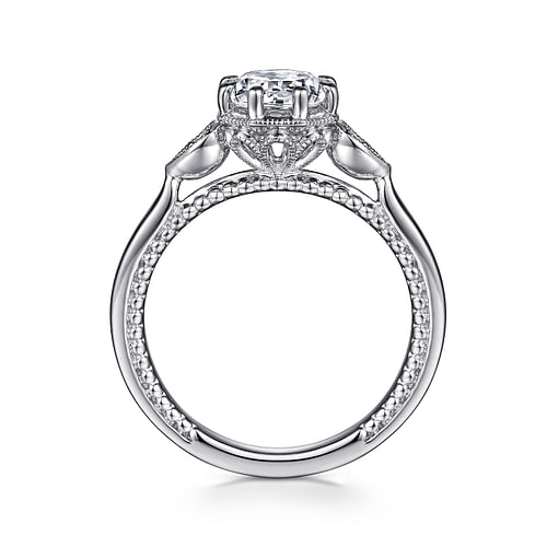 Art Deco 14K White Gold Round Diamond Engagement Ring